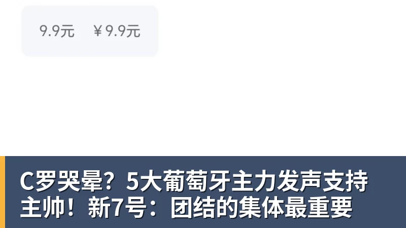 C罗哭晕?5大葡萄牙主力发声支持主帅!新7号:团结的集体最重要