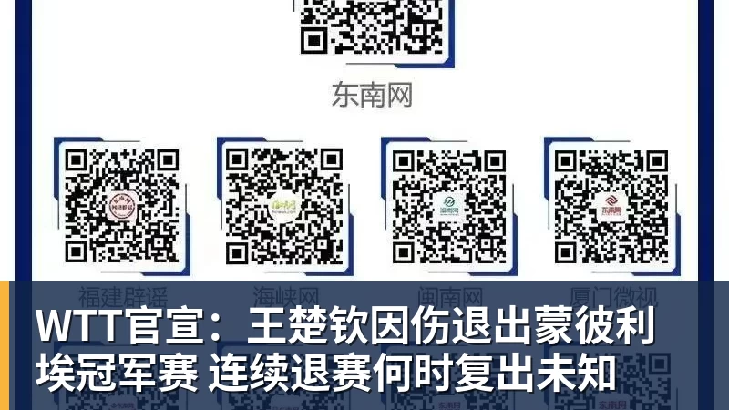 开云官方网页版WTT官宣：王楚钦因伤退出蒙彼利埃冠军赛 连续退赛何时复出未知